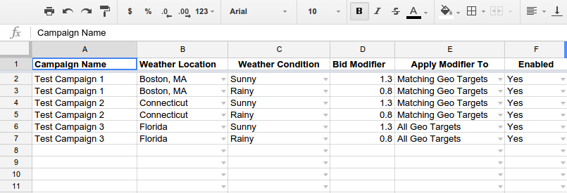 اسکریپت تنظیم پیشنهادات قیمت با توجه به آب و هوا Bid by weather script
