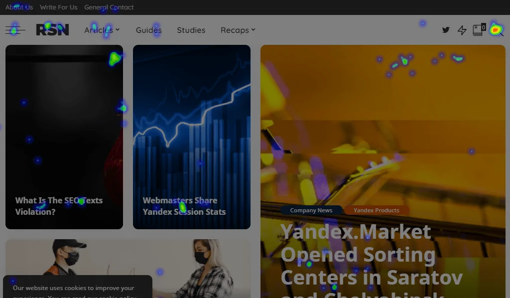 نقشه حرارتی کاربر در Yandex Metrica