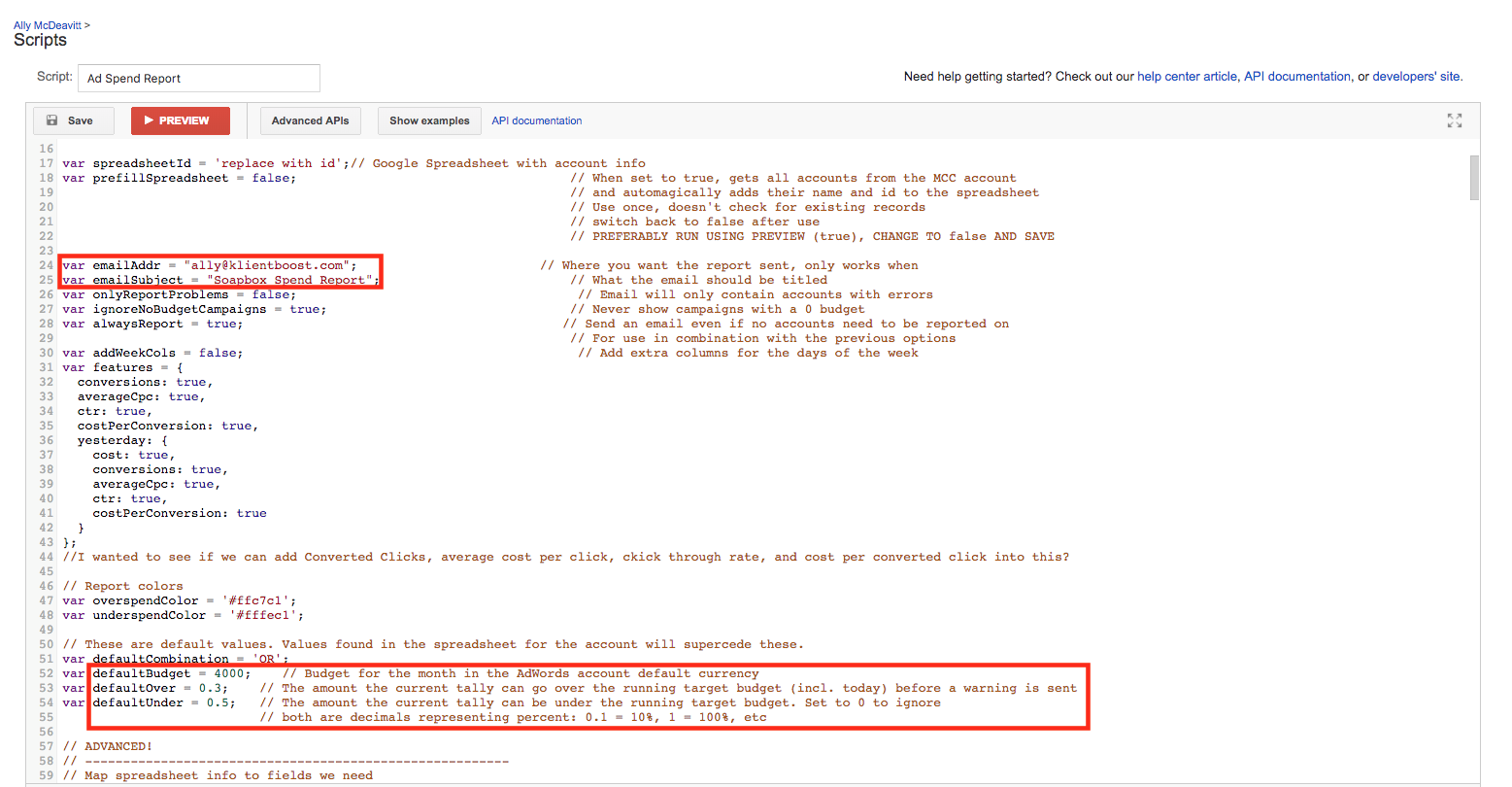 اسکریپت گزارش هزینه تبلیغات Ad spend report script