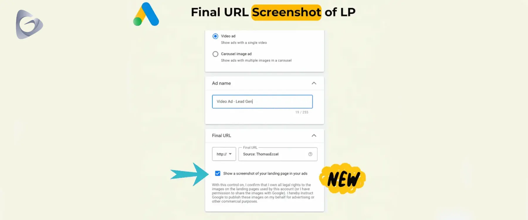 نمایش خودکار تصویر صفحه فرود (Landing Page) در تبلیغات Demand Gen